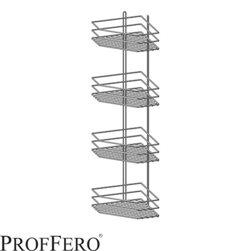 Полка угловая 4 яруса трапеция высокий борт Черный 200х200х755 П0002237 (10)