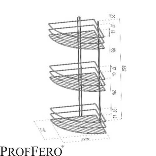 Полка угловая 3 яруса овал высокий борт Черный 200х200х660 П0001990 (10)