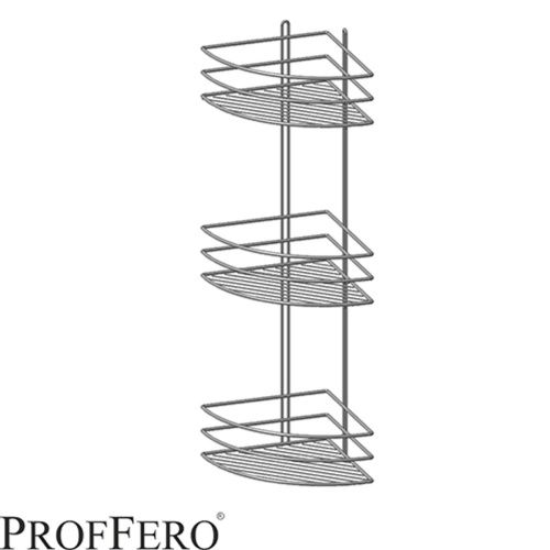 Полка угловая 3 яруса овал высокий борт Черный 200х200х660 П0001990 (10)