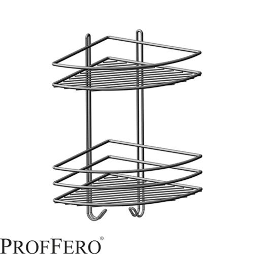 Полка угловая 2х ярусная с вешалками Черный 200х200х350 П0002004 (10)
