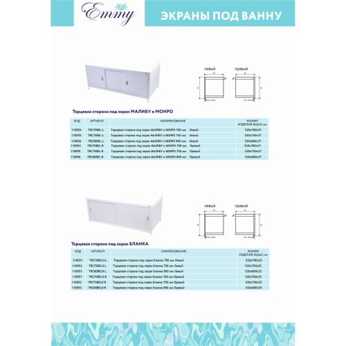 Экран Emmy под ванну 