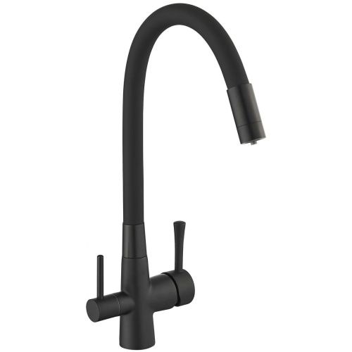 Смеситель для кухни Savol S-L1806H-01 с подключением к фильтру воды с гибким изливом черный