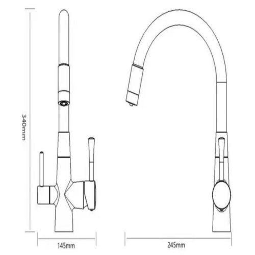 Смеситель для кухни Savol S-L1806H-01 с подключением к фильтру воды с гибким изливом черный