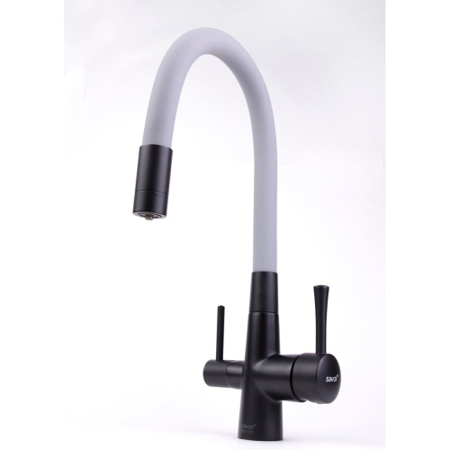 Смеситель для кухонной мойки Savol S-L1806H-04 под фильтр питьевой воды, с гибким изливом серый