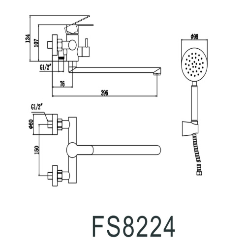 Смеситель для ванны Fmark FS8224 сатин