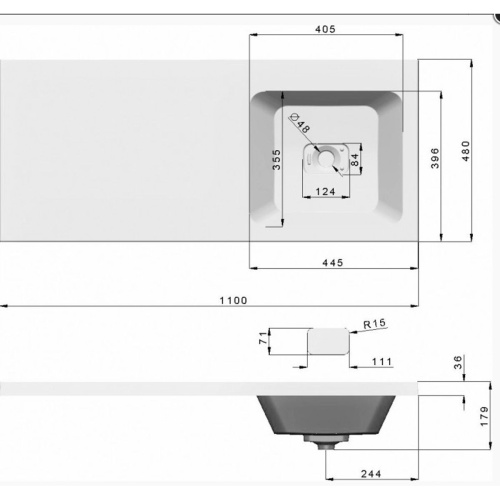 Раковина для ванной Марсал 110 левая без кронштейна 5214110