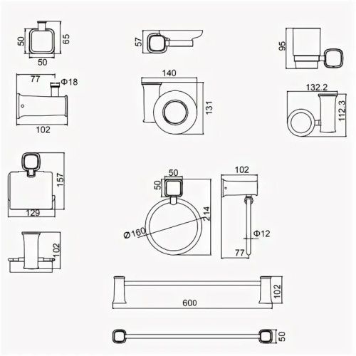 Набор аксессуаров LEDEME черный 6 в1  L30200B-6