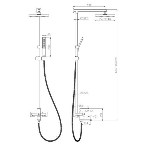 Душевая система для ванной OLIVE'S Granada 05511GN со смесителем с тропическим душем