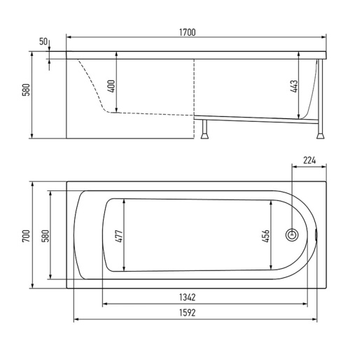 Ванна ALEX BAITLER акриловая MICHIGAN 170*70