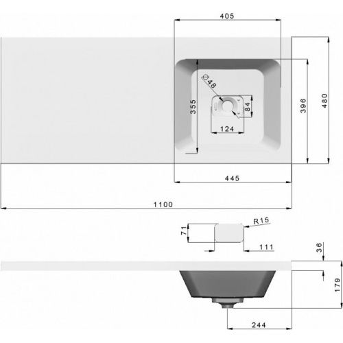 Раковина для ванной Марсал 110 правая без кронштейна 5215110