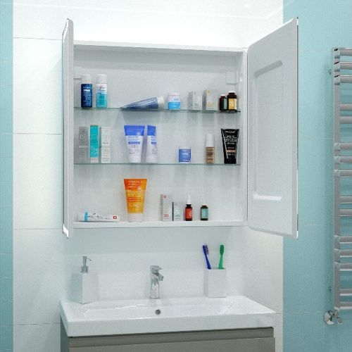 Зеркало-шкаф Elliott LED 800х800 с датчиком движения, розеткой МВК014