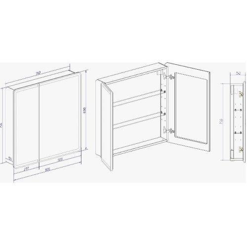 Зеркало-шкаф Elliott LED 800х800 с датчиком движения, розеткой МВК014