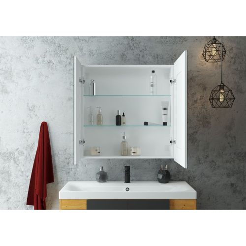 Зеркало-шкаф Allure LED 800х800 с датчиком движения, розеткой МВК045