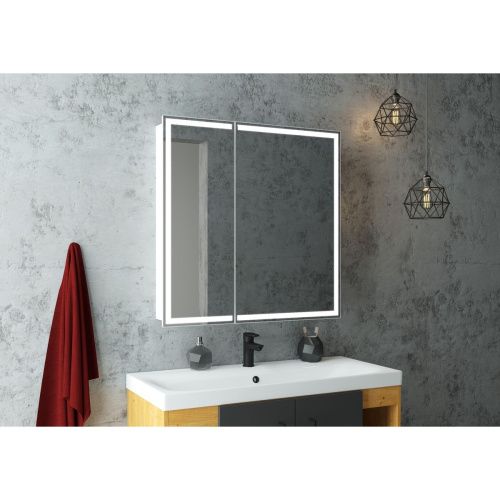 Зеркало-шкаф Allure LED 800х800 с датчиком движения, розеткой МВК045
