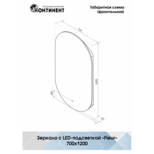 Зеркало Fleur LED 700х1200 с бесконтактным сенсором, холодная подсветка ЗЛП628