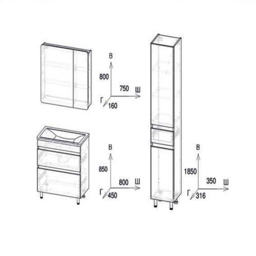 Шкаф с зеркалом GS Аделина 70 ЛДСП 16мм Белый влаг. 11412