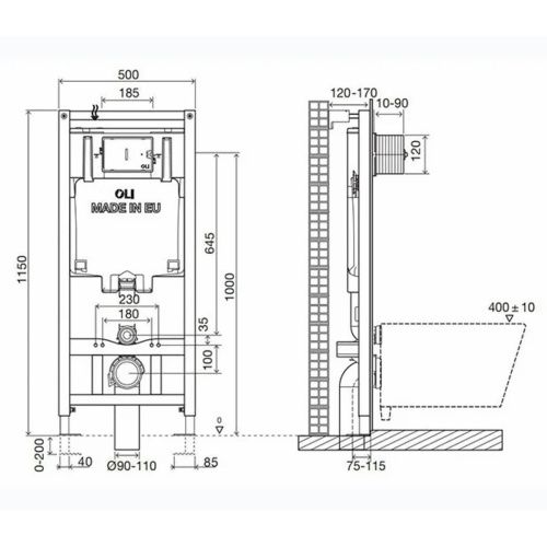 OLI Инсталляция OLI 80 ECO Sanitarblock mechanic 886914