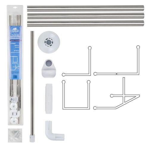 Карниз в ванную угловой Санакс 10019 хром