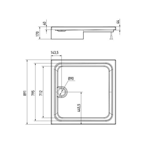 Душевой поддон Alex Baitler AB9017H-2 в сборе квадратный