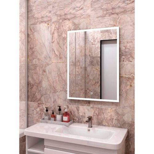 Зеркало Frame LED  White 700х1000 с сенсором алюминиевый профиль ЗЛП437