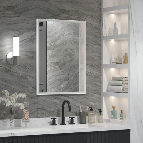 Зеркало Frame LED  White 700х1000 с сенсором алюминиевый профиль ЗЛП437