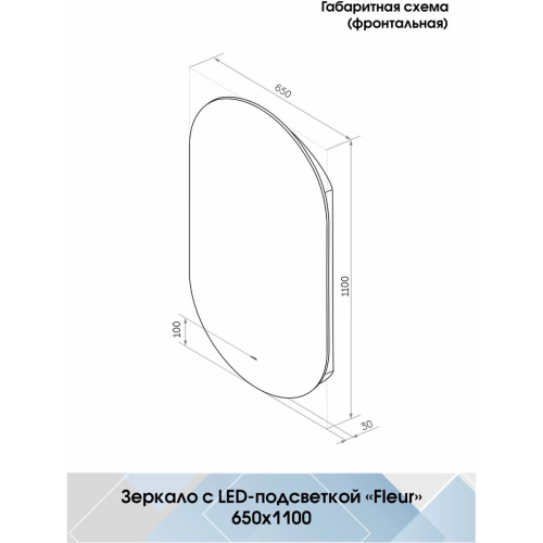 Зеркало Fleur LED 650 х 1100 с бесконтактным сенсором холодная подсветка ЗЛП595