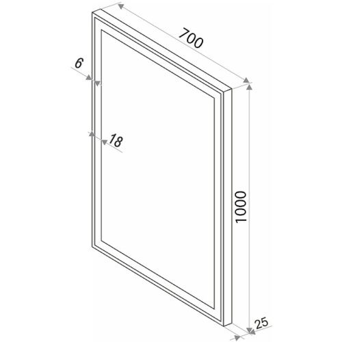 Зеркало Strong LED Black 700х900 с сенсором черный алюминиевый профиль ЗЛП2135