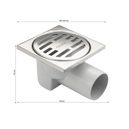 Трап Санакс 00013 пластиковый крышка из нержавейки горизонтальный