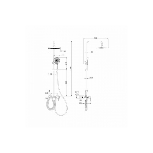 Душевая система FASHUN A2483-7 Черный со смесителем с гигиеничекой лейкой