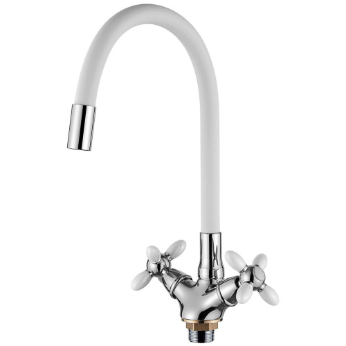 Смеситель для кухни Loffrey LF84810-3 с гибким изливом белый