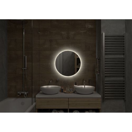 Зеркало для ванной Ajour LED D900 c бесконтактным сенсором, c фоновой подсветкой, теплая ЗЛП707