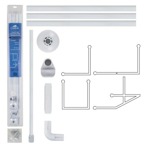 Карниз в ванную комнату Санакс 10029 Белый 90х90х90 см угловой с жесткой фиксацией