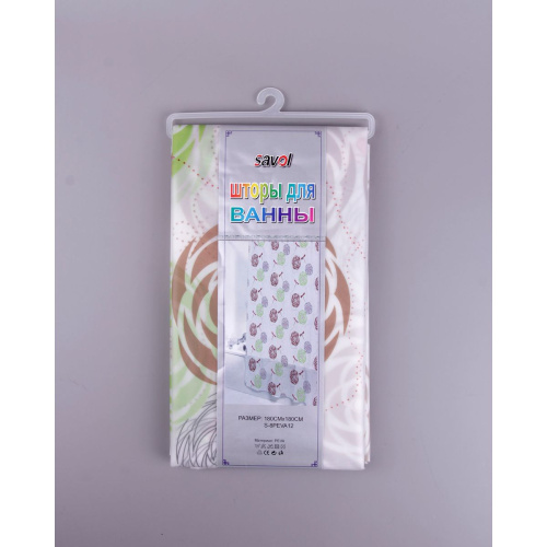 Штора для ванной Savol S-8PEVA12 c кольцами 180*180 см