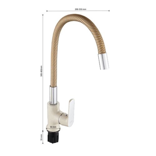 Смеситель для кухни BRIMIX 1082 с гибким изливом бежевый