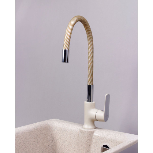 Смеситель для кухни BRIMIX 1082 с гибким изливом бежевый