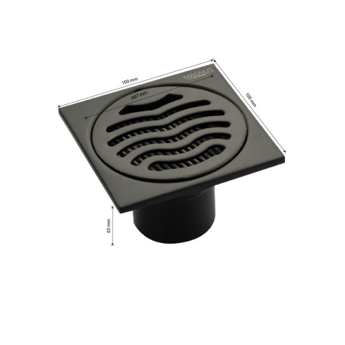 Трап MAGNUS 1161 графит 100х100 выход 50 мм с сухим затвором из нержавеющей стали