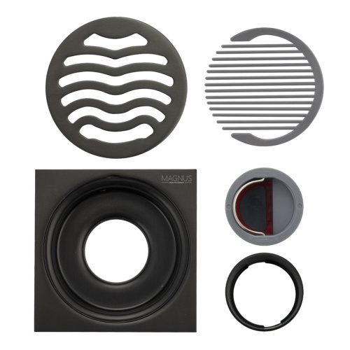 Трап MAGNUS 1161 графит 100х100 выход 50 мм с сухим затвором из нержавеющей стали