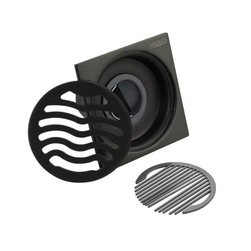 Трап MAGNUS 1161 графит 100х100 выход 50 мм с сухим затвором из нержавеющей стали