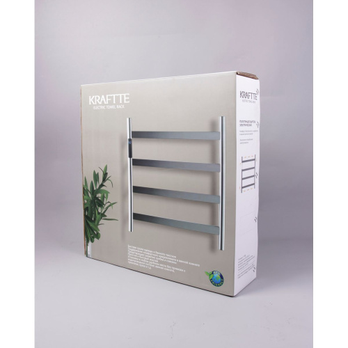 Полотенцесушитель KRAFTTE 44042 Хром лесенка электрический на 4 перекладины из нерж. стали с таймером 475х505х90 мм, 75W t - 50*C