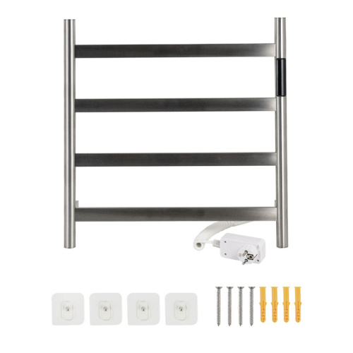 Полотенцесушитель KRAFTTE 44043 Хром матовый Лесенка электрический на 4 перекладины из нерж. стали с таймером 475х505х90 мм, 75W t - 50*C