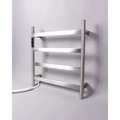 Полотенцесушитель KRAFTTE 44043 Хром матовый Лесенка электрический на 4 перекладины из нерж. стали с таймером 475х505х90 мм, 75W t - 50*C