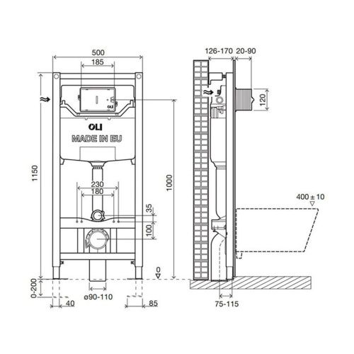Комплект инсталляция OLI 120 ECO mechanic + кнопка Slim белая 879236mSL01