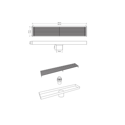 Желоб Санакс 500х68 мм 40048 из нержавеющей стали вертикальный, крышка решетка, с сухим затвором