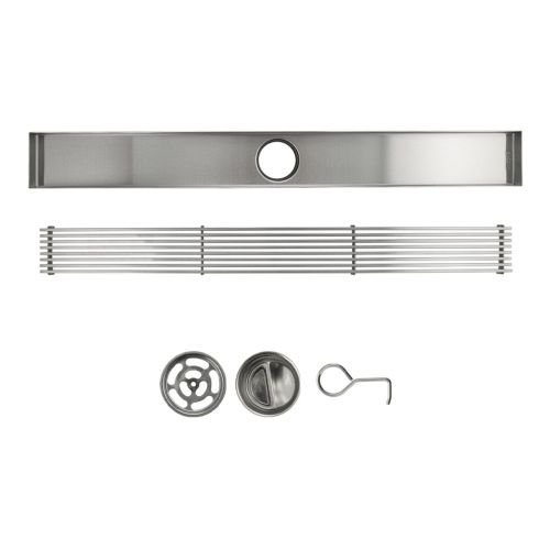 Желоб Санакс 600х68 мм 40049 из нержавеющей стали вертикальный, крышка решетка, с сухим затвором