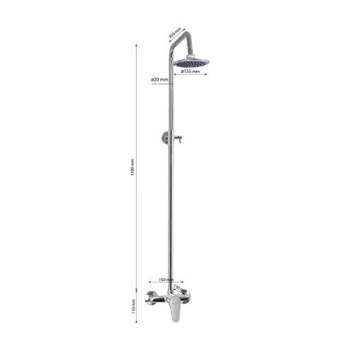 Стойка душевая САТУРН 48014 шаровая с лейкой тропический душ (5)