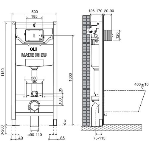 АКЦИЯ Комплект инсталляция OLI 80 ECO mechanic + кнопка Slim хром глянец 886914SlOO