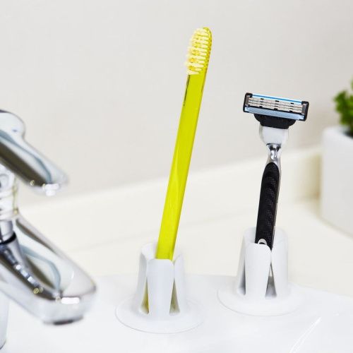 Держатель для зубных щёток и бритвенного станка 1DDZUS_02 на присоске Белый