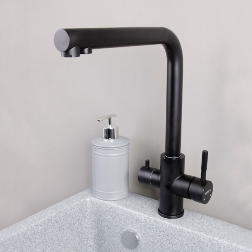 Смеситель для кухни OLIVE’S BALEAR 13450BLB Черный с подключением к фильтру питьевой воды из нержавеющей стали (10)