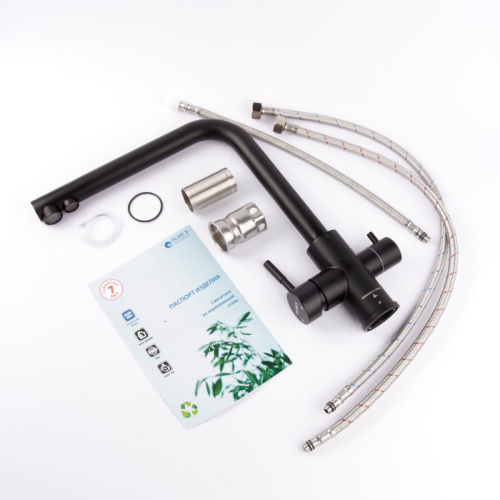 Смеситель для кухни OLIVE’S BALEAR 13450BLB Черный с подключением к фильтру питьевой воды из нержавеющей стали (10)