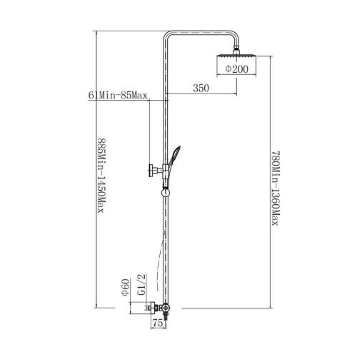 Душевая система FASHUN A52427 с термостатическим смесителем из нержавеющей стали сатин